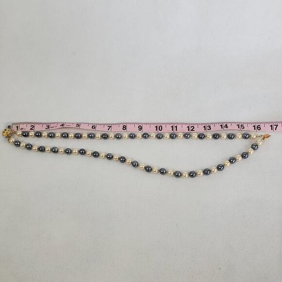 Vintage Joan Rivers Faux Pearl Multicolor 2 Strand Choker Necklace Signed - Picture 4 of 4